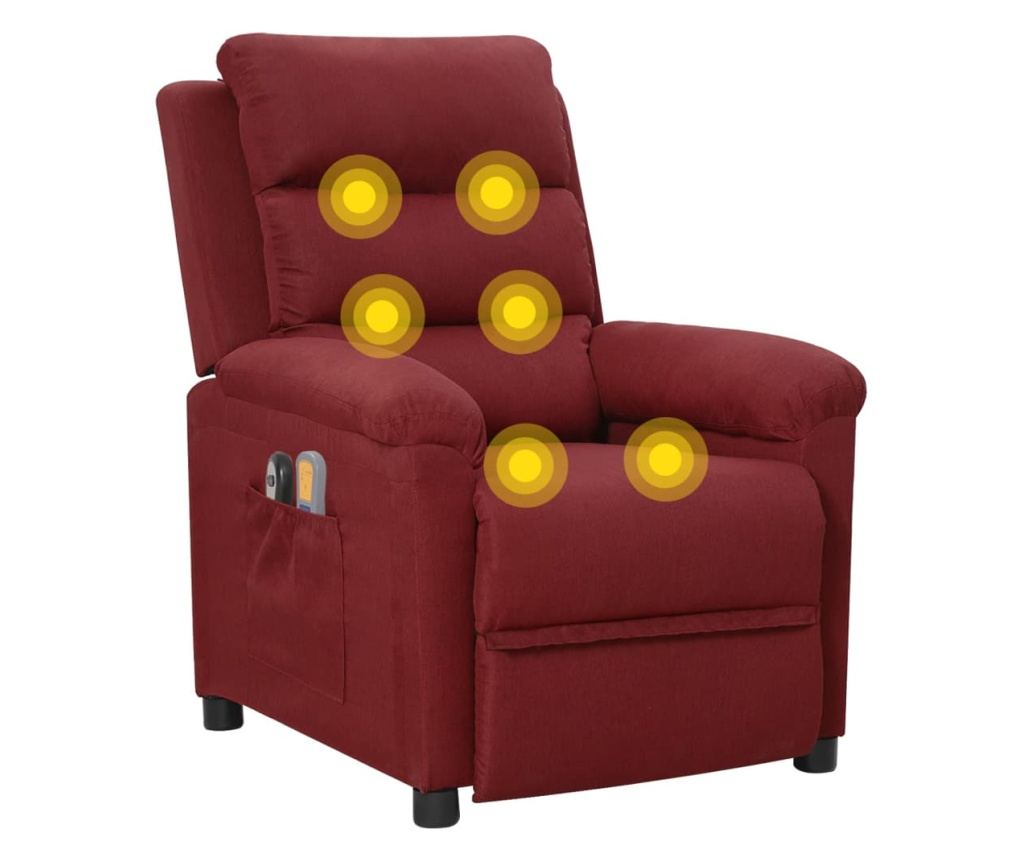 Elektryczny fotel masujący, wino czerwone, materiał tekstylny - 9
