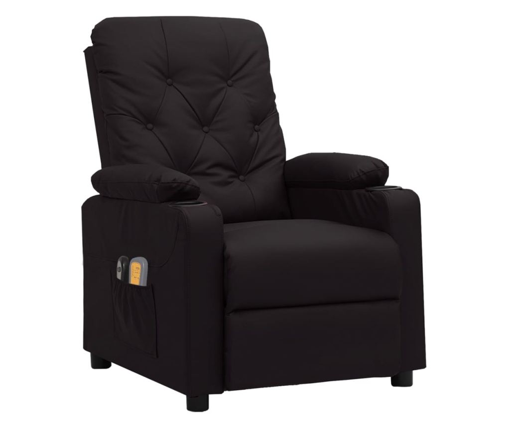 Elektrické polohovacie masážne kreslo, čierne, umelá koža - 2