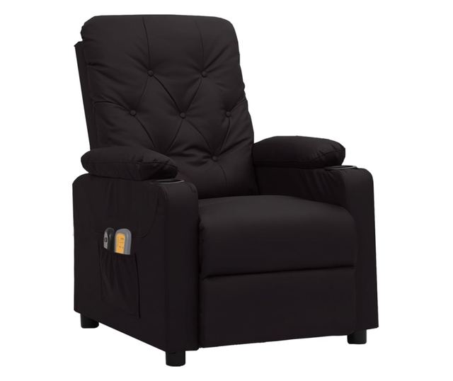 Електрически реклиниращ масажен стол, черен, изкуствена кожа