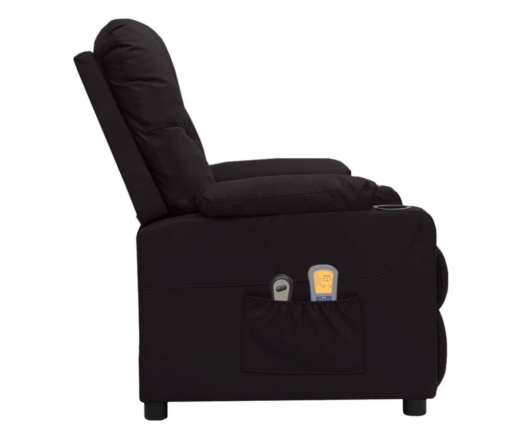 Elektrické polohovacie masážne kreslo, čierne, umelá koža - 4