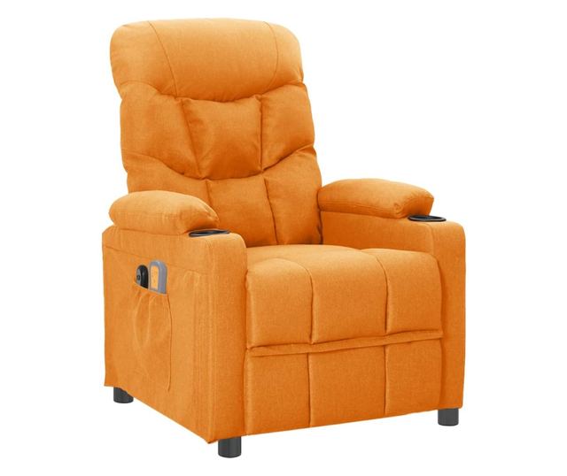 Električni masažni fotelj, zložljiv, rumen, tekstil