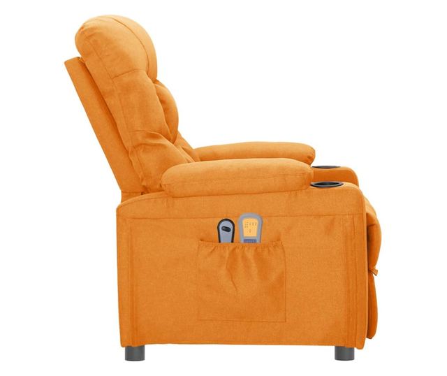 Električni masažni fotelj, zložljiv, rumen, tekstil