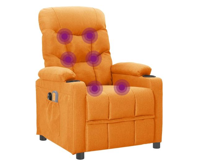 Električni masažni fotelj, zložljiv, rumen, tekstil