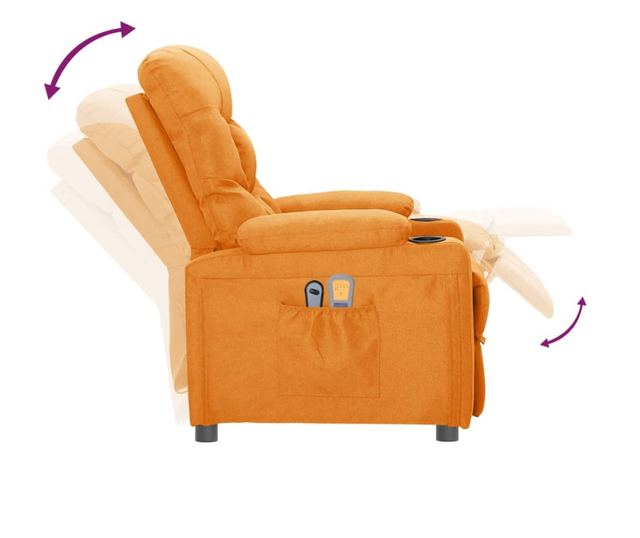 Električni masažni fotelj, zložljiv, rumen, tekstil