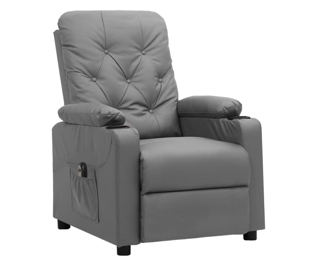 Elektrické polohovací křeslo, šedé, umělá kůže - 2