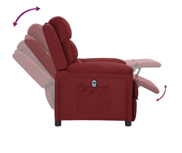 Реклайнер с повдигаща функция, цвят бордо, плат