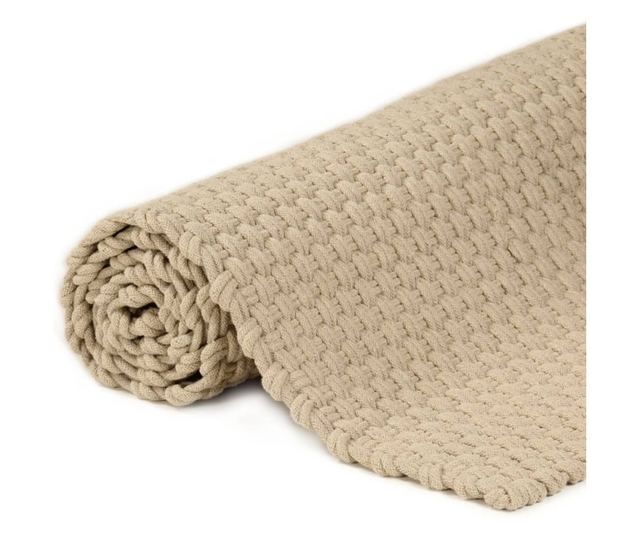 Pravokotna preproga, naravna, 80x160 cm, bombaž