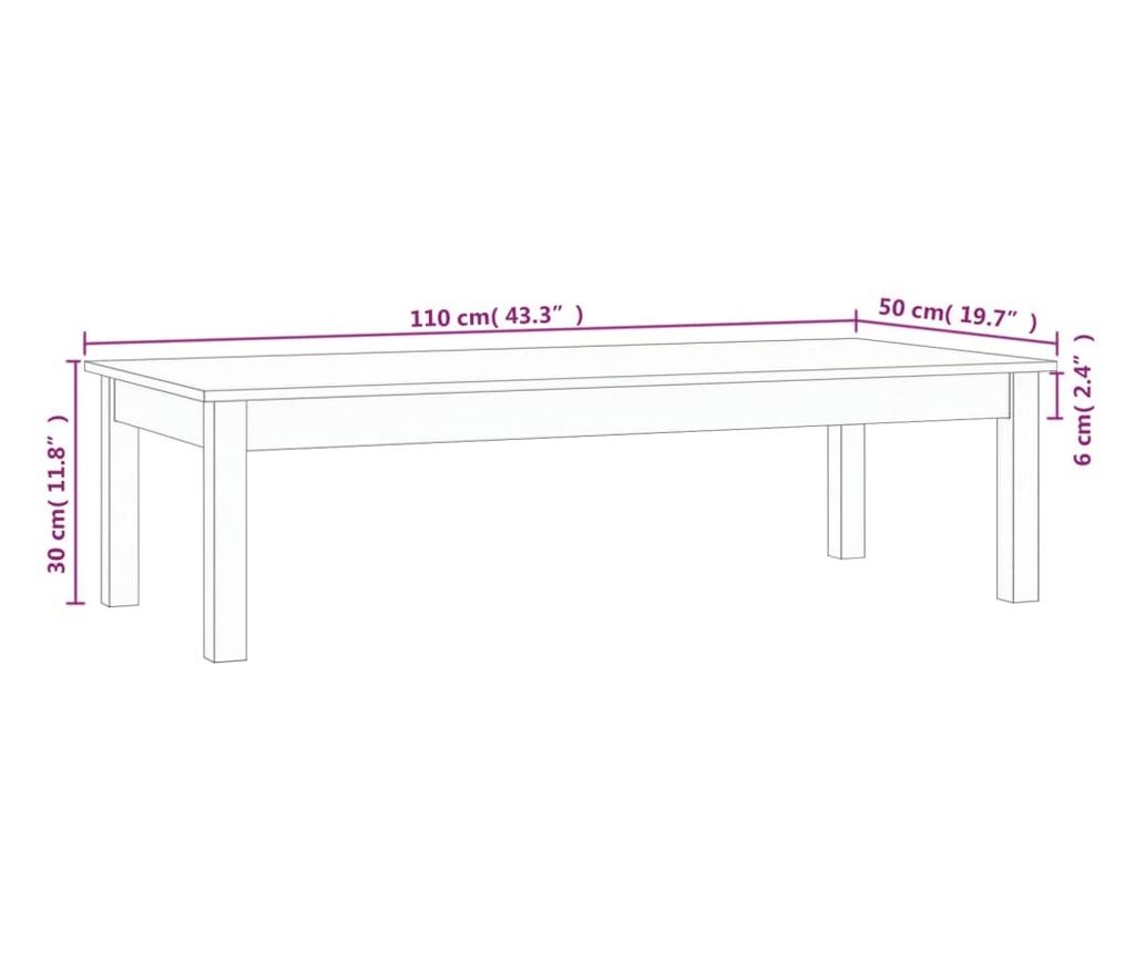Маса за кафе, 110x50x30 см, масив бор - 8