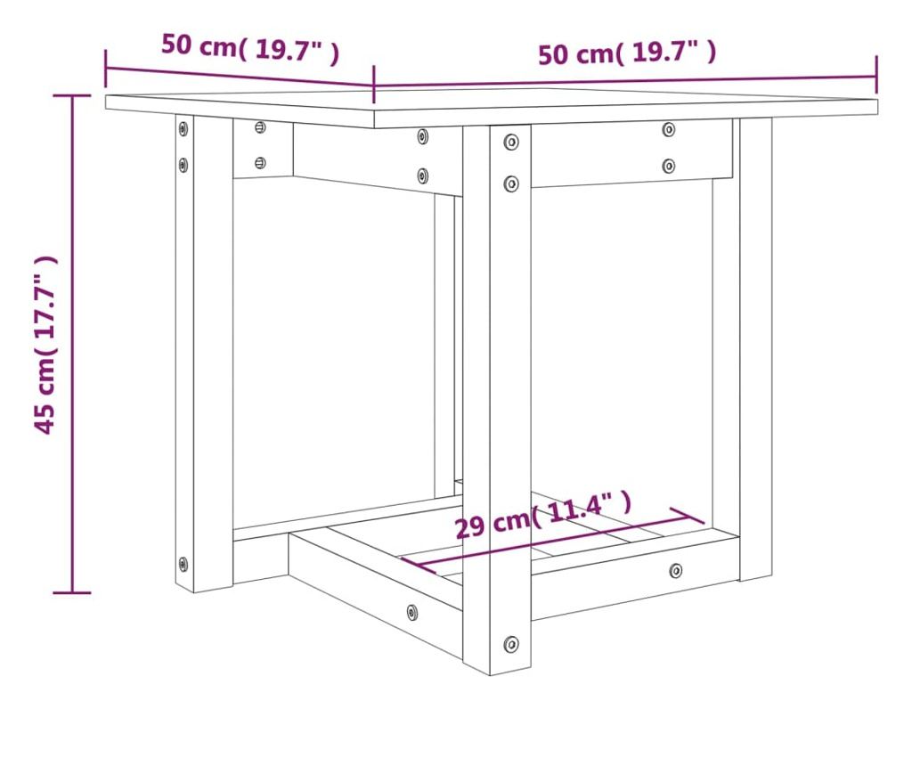 Kavni mizici, siva, 50x50x45 cm, masivno borovo leso - 7