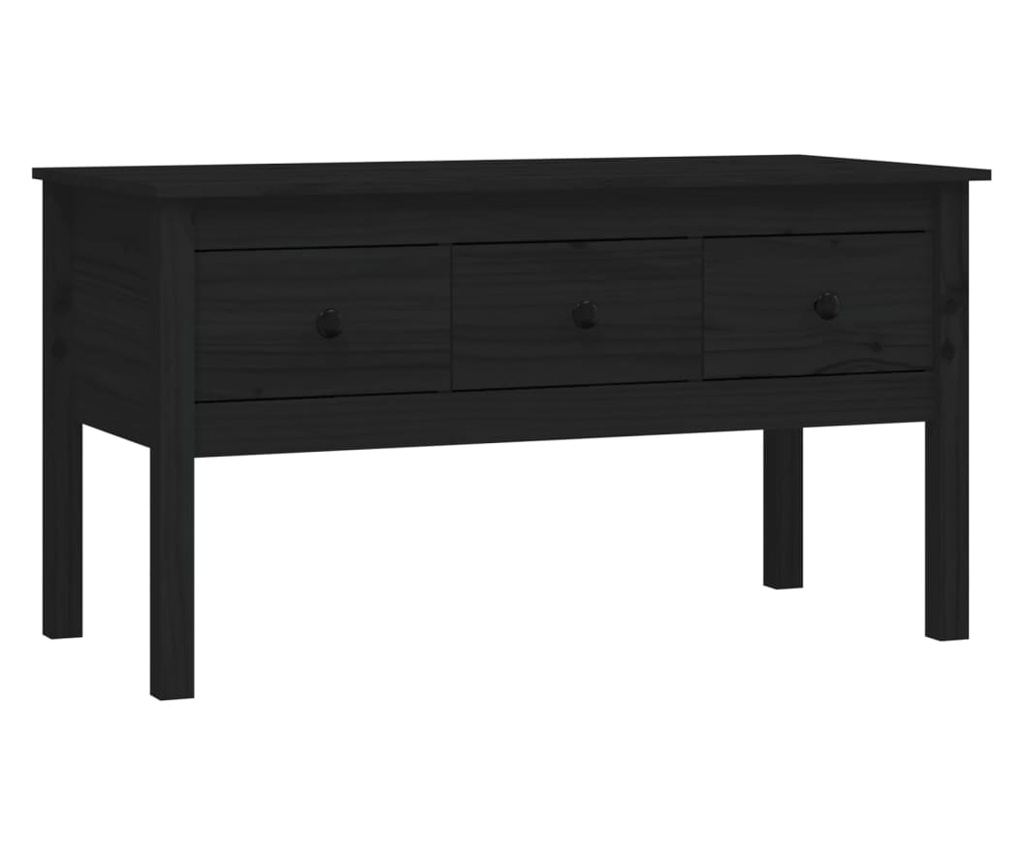 Τραπεζάκι σαλονιού, Μαύρο, 102x49x55 εκ., Μασίφ ξύλο πεύκου - 2