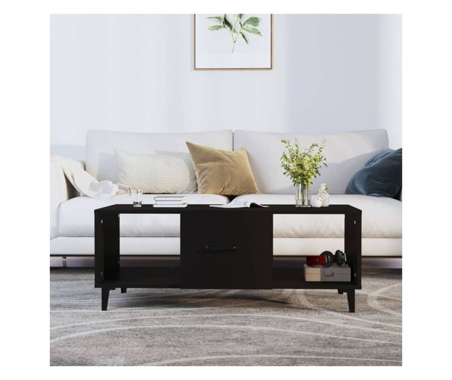 fekete szerelt fa dohányzóasztal 102 x 50 x 40 cm