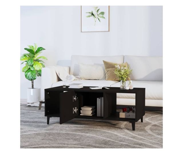 fekete szerelt fa dohányzóasztal 102 x 50 x 40 cm