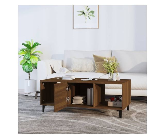 barna tölgy színű szerelt fa dohányzóasztal 102 x 50 x 40 cm