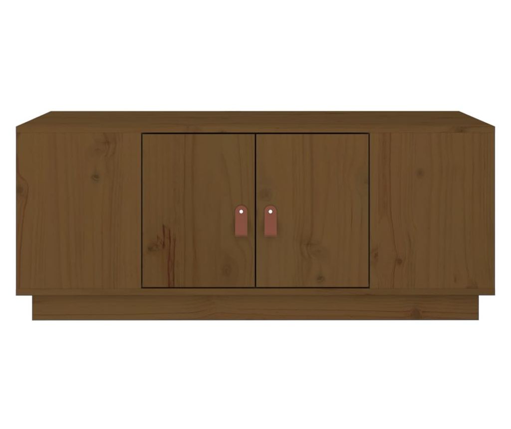 Τραπεζάκι σαλονιού, μελί καφέ, 100x50x41 εκ., μασίφ ξύλο πεύκου - 6