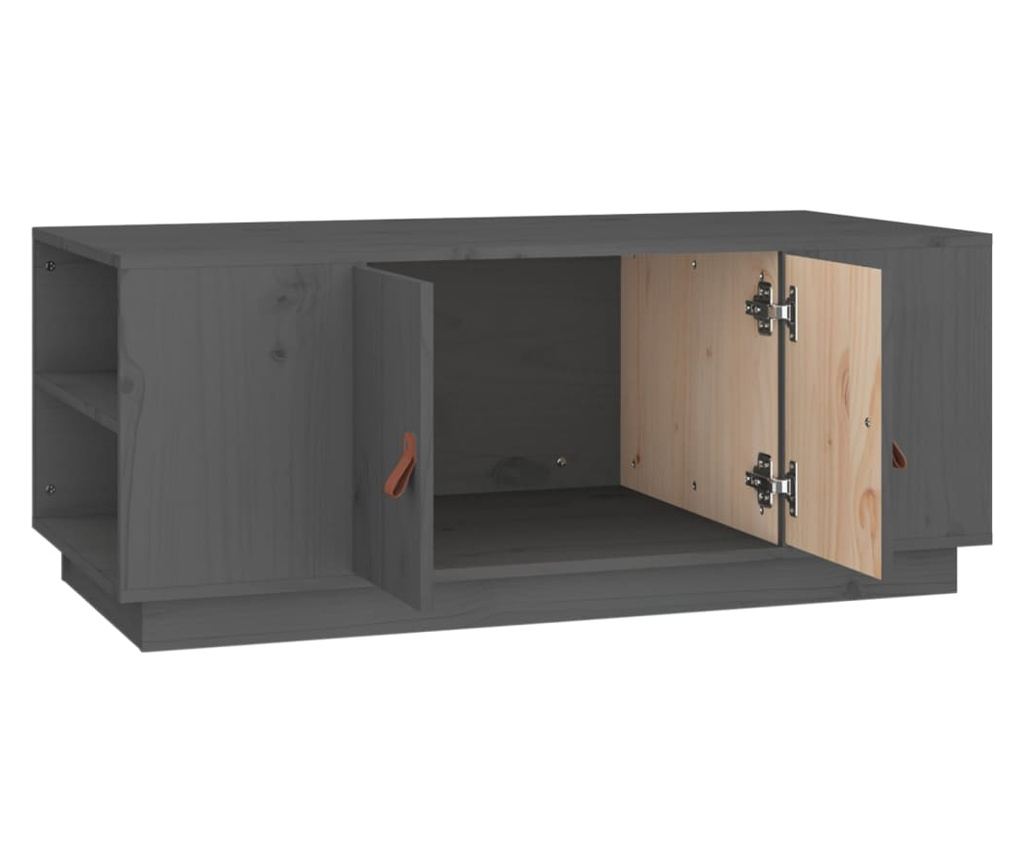 Τραπεζάκι σαλονιού, Γκρι, 100x50x41 εκ., Μασίφ ξύλο πεύκου - 7