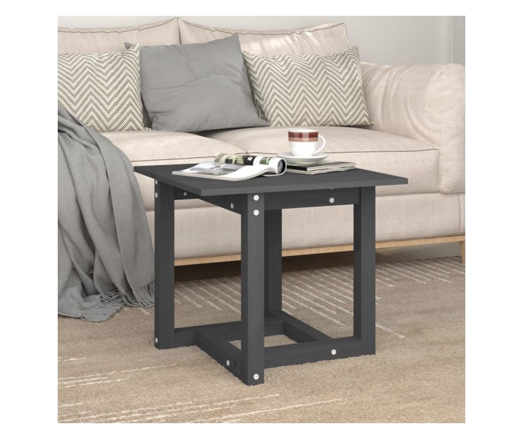 Kavni mizici, siva, 50x50x45 cm, masivno borovo leso - 4