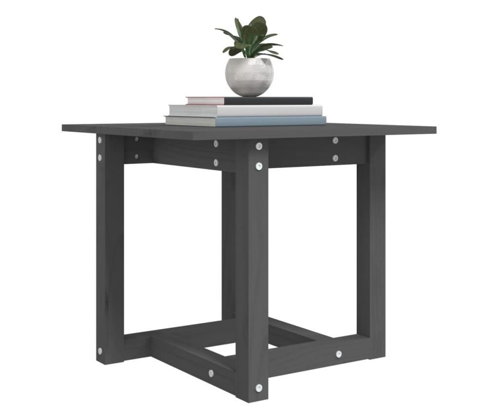 Kavni mizici, siva, 50x50x45 cm, masivno borovo leso - 5