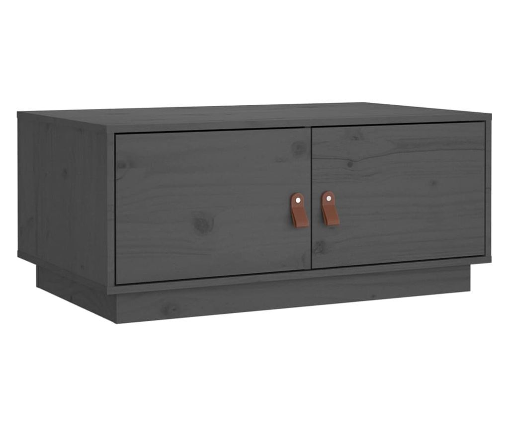 Τραπεζάκι σαλονιού, γκρι, 80x50x35 εκ., από μασίφ ξύλο πεύκου - 2