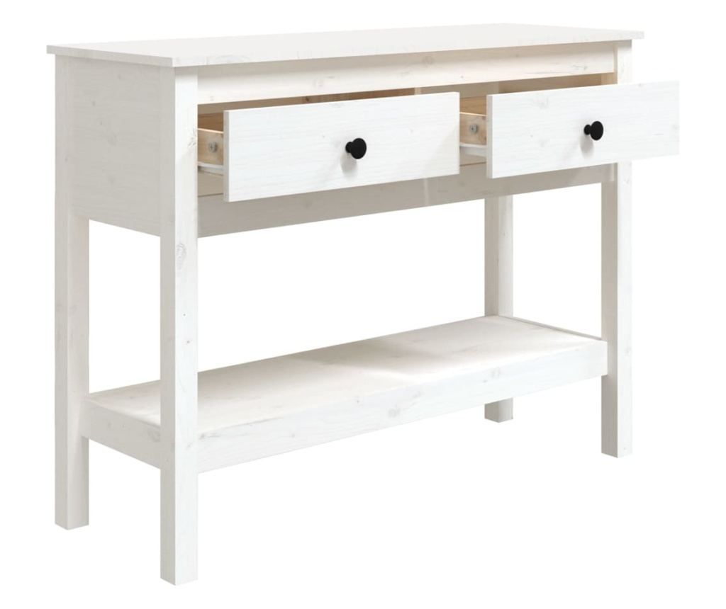 Κονσόλα, Λευκή, 100x35x75 εκ., Μασίφ Ξύλο Πεύκου - 7