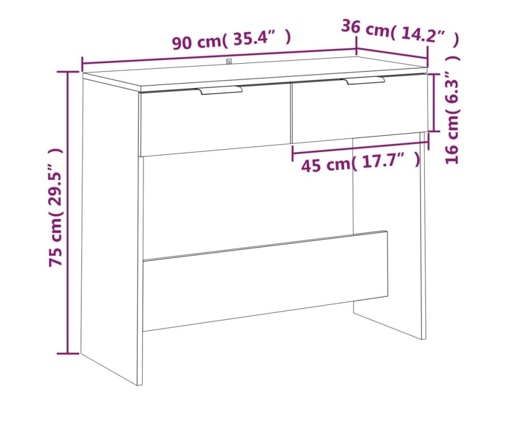 Κονσόλα, Καπνιστός Δρυς, 90x36x75 εκ., Επεξεργασμένη Ξυλεία - 8