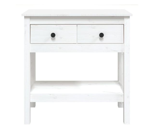 Masă consolă, alb, 75x35x75 cm, lemn masiv de pin