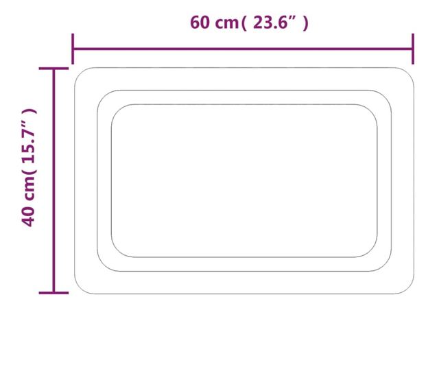 LED-es frdszobai tkr, 60x40 cm