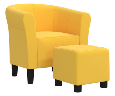 Křeslo se stoličkou žluté textil