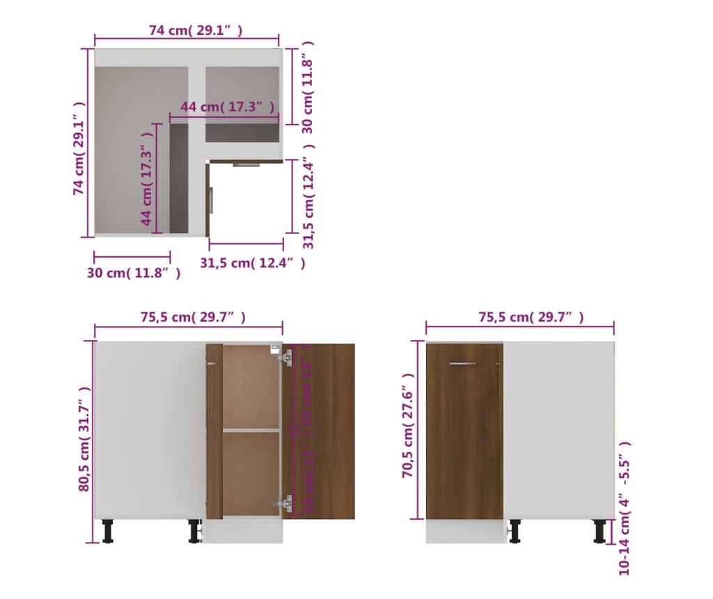 Ντουλάπι κουζίνας δρυς καφέ 75,5x75,5x80,5 εκ. σύνθετο ξύλο - 8