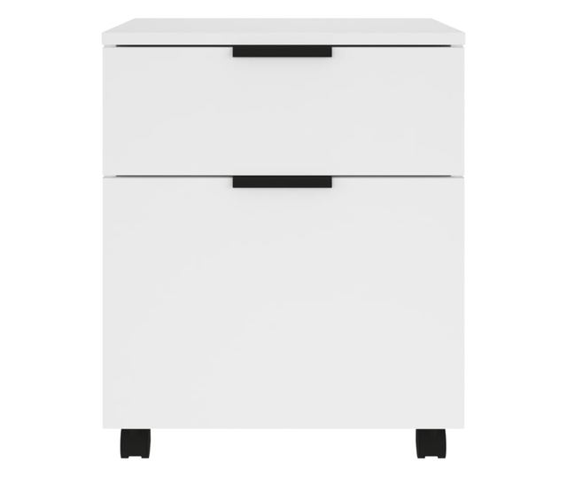 Fișet mobil cu roți, alb, 45x38x54 cm, lemn prelucrat