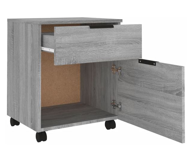 Fișet mobil cu roți, gri sonoma, 45x38x54 cm, lemn prelucrat