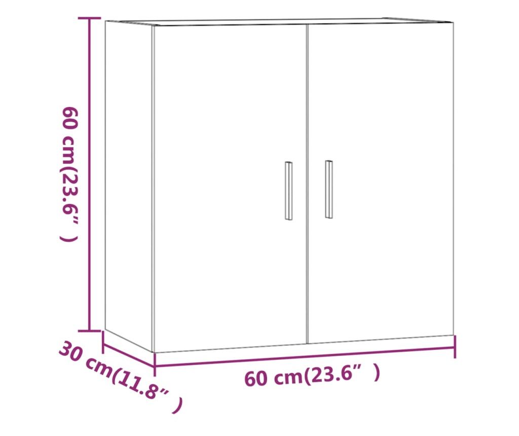 Επιτοίχιο Ντουλάπι, Μαύρο, 60x30x60 εκ., Επεξεργασμένη Ξυλεία - 9