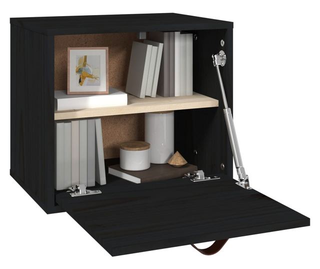 Omarica, črna, 40x30x35 cm, masivni borov les