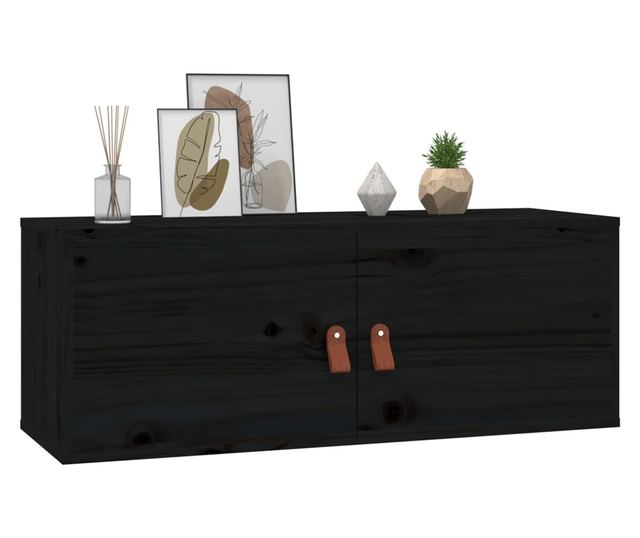 Omare 2 kosi črna 80x30x30 cm masivno borovo les.