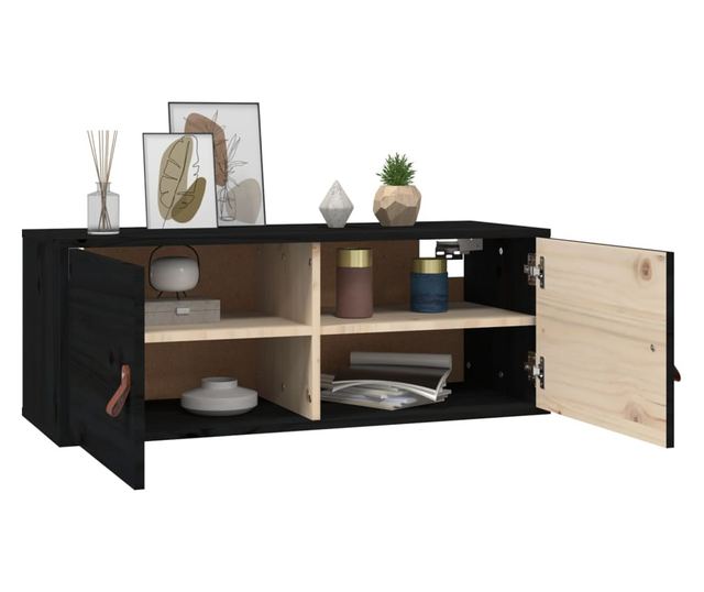 Omare 2 kosi črna 80x30x30 cm masivno borovo les.