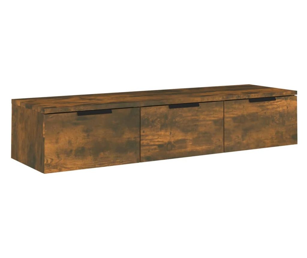 füstös tölgyszínű szerelt fa faliszekrény 102 x 30 x 20 cm - 2