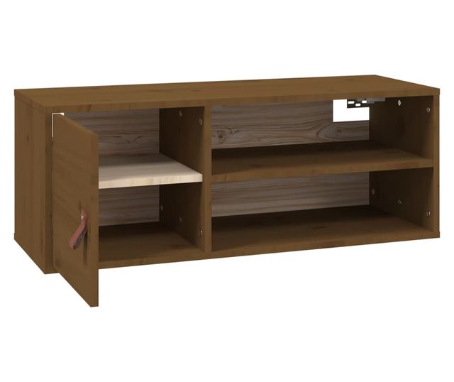 mézbarna tömör fenyőfa faliszekrény 80 x 30 x 30 cm