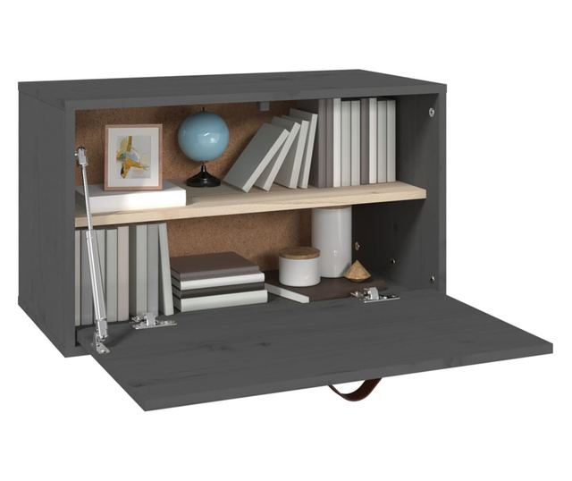 Omara, siva, 60x30x35 cm, masivno borovo leso