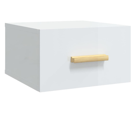 Stenska nočna omarica visok sijaj bela 35x35x20 cm