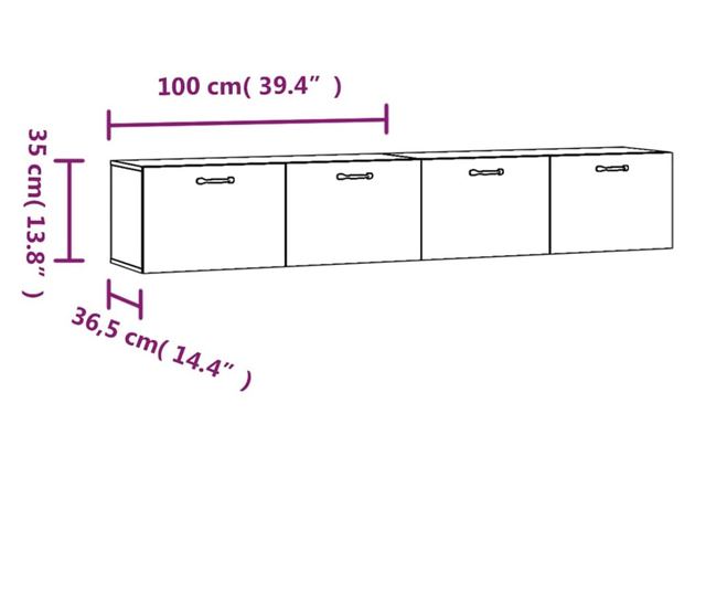 Stenske omarice, 2 kosa, Sonoma siva, 100x36,5x35 cm, les