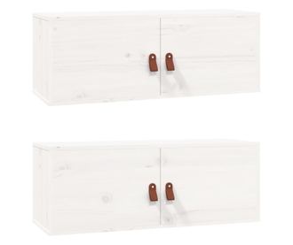Zidni ormarići 2 kom bijeli 80 x 30 x 30 cm od masivne borovine