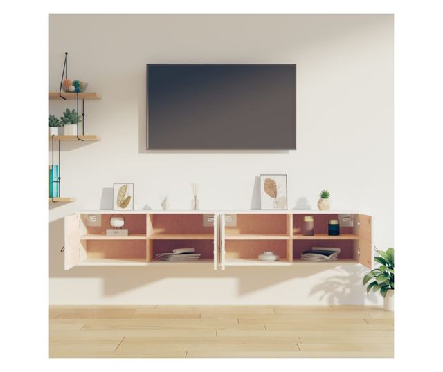 Zidni ormarići 2 kom bijeli 80 x 30 x 30 cm od masivne borovine
