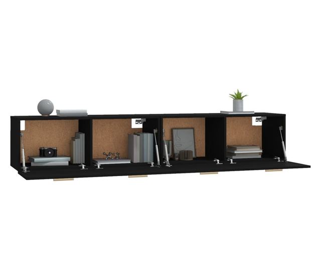 Stenske omarice 2 kos. Črna 100x36,5x35 cm iverna plošča