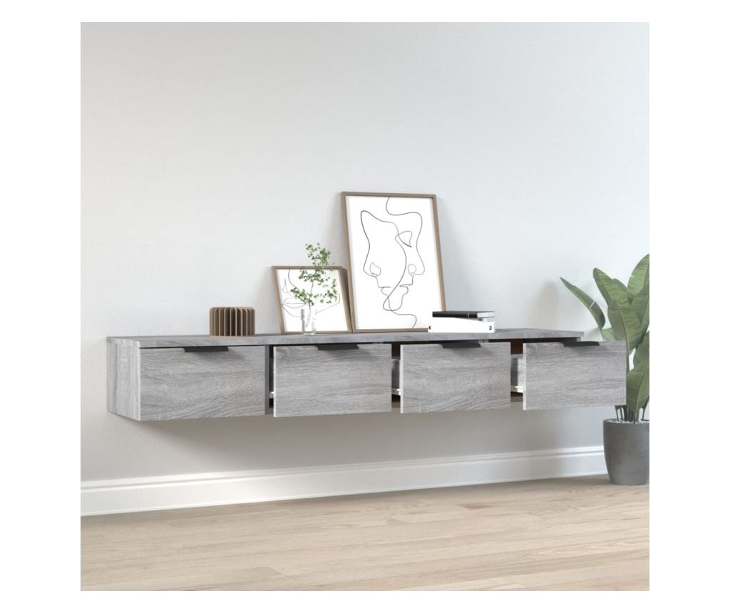 Επιτοίχια Ντουλάπια, 2 τεμ., Sonoma Grey, 68x30x20 εκ., Ξύλο - 3