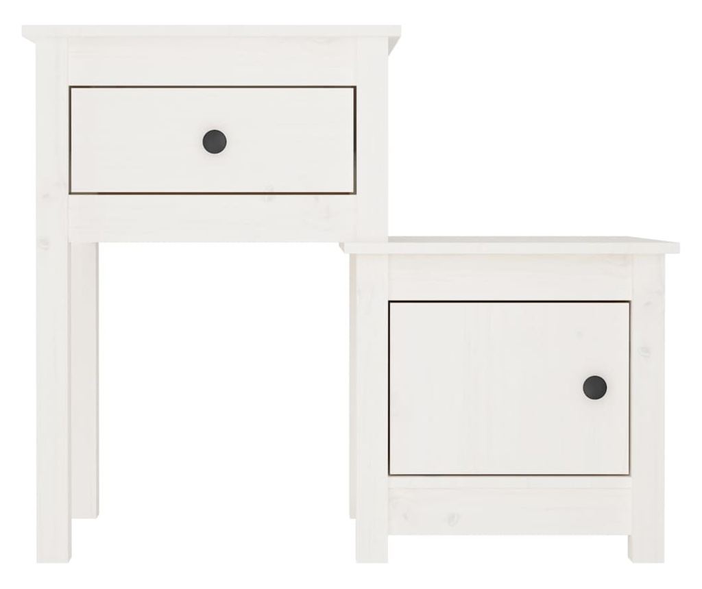 Κομοδίνα, 2 τεμ, λευκό, 79,5x38x65,5 εκ., μασίφ ξύλο πεύκου - 5