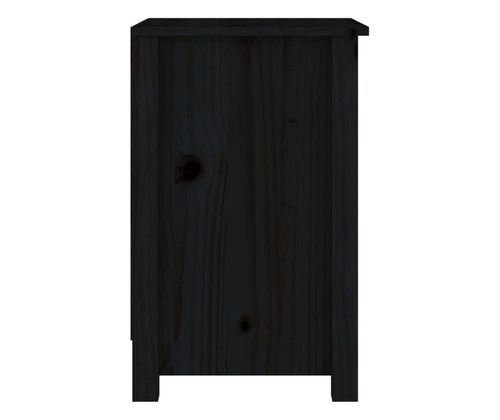 Κομοδίνο, 2 τεμ., μαύρο, 40x35x55 εκ., μασίφ ξύλο πεύκου - 5