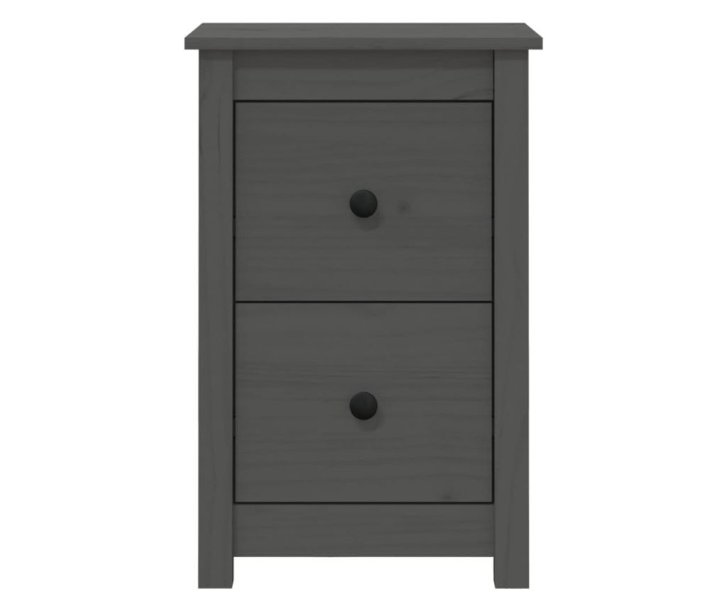 Κομοδίνο, 2 τεμ., γκρι, 40x35x61,5 εκ., μασίφ ξύλο πεύκου - 3