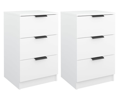 Нощни шкафчета, 2 бр, Бял, 40x36x65 см