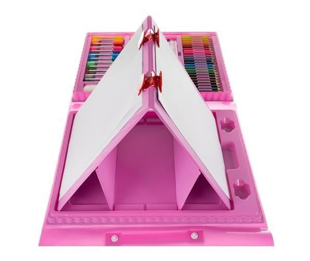 Festő és rajzkészlet gyerekeknek, műanyag készlet, rózsaszín, 208 db, 41x5x31 cm