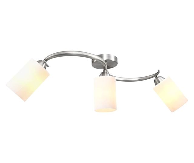 Полилей с керамични цилиндрични абажури, за 3 крушки Е14, бели