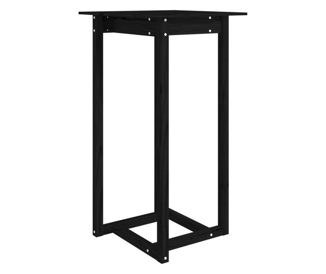 Barna miza, črna, 60x60x110 cm, masivno borovo les.